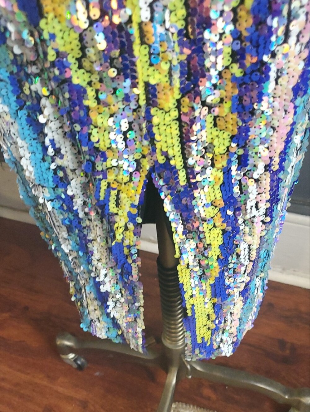 Angel Brinks Multicolor Sequin V-Neck Glitter Sparkle Embellished Dress Size M - Picture 8 of 13